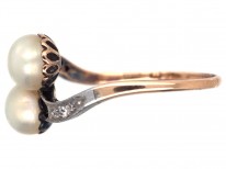 Art Nouveau Platinum & 18ct Gold, Natural Split Pearls & Diamond Ring