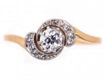 Edwardian Diamond Solitaire Twist Ring