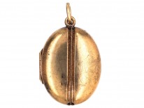 Victorian 15ct Gold Oval Locket Set With A Shield Shaped Bloodstone