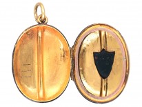 Victorian 15ct Gold Oval Locket Set With A Shield Shaped Bloodstone