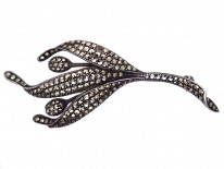 Art Deco Silver & Marcasite Leaf & Bud Brooch