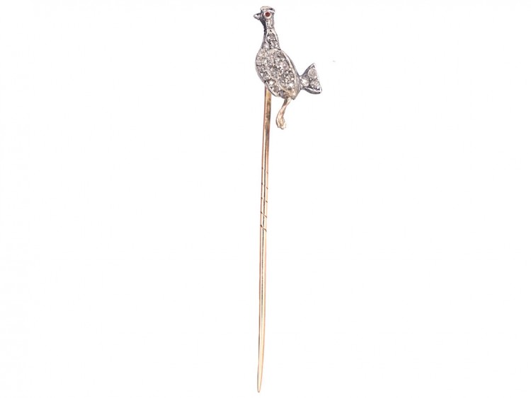 Edwardian Cockerel Diamond Set Tie Pin