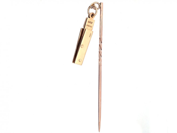 Victorian 9ct Gold Masonic Folding Tie Pin