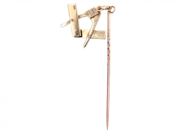 Victorian 9ct Gold Masonic Folding Tie Pin
