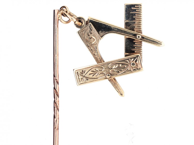 Victorian 9ct Gold Masonic Folding Tie Pin