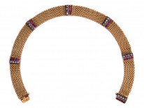 Edwardian Ruby & Diamond 18ct Gold Woven Bracelet