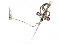 Silver, Marcasite & Paste Dagger Brooch