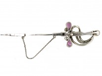 Silver, Marcasite & Paste Dagger Brooch