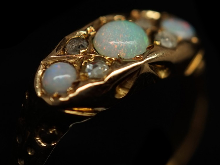 Victorian 15ct Gold Opal & Diamond Ring