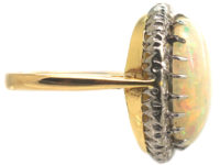Large Opal & Diamond 18ct Gold Oval Ring
