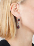 Cabochon Garnet & Rose Diamond Drop Earrings