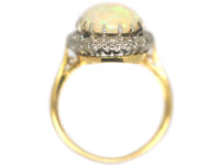 Large Opal & Diamond 18ct Gold Oval Ring