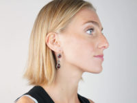 Cabochon Garnet & Rose Diamond Drop Earrings