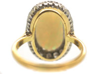 Large Opal & Diamond 18ct Gold Oval Ring