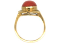 18ct Gold & Cabochon Coral Ring