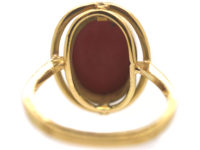 18ct Gold & Cabochon Coral Ring