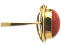 18ct Gold & Cabochon Coral Ring