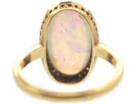 Belle Epoque 18ct Gold, Oval Diamond & Opal Cluster Ring