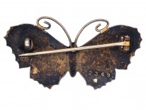 Silver, White & Green Enamel Butterfly Brooch