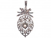French 18th Century Silver & Diamond Pendant
