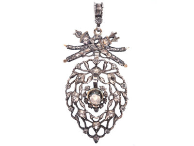 French 18th Century Silver & Diamond Pendant