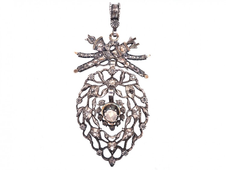 French 18th Century Silver & Diamond Pendant