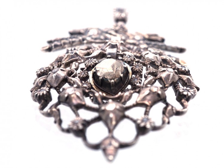 French 18th Century Silver & Diamond Pendant