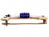 Cartier 18ct Gold, Rock Crystal & Royal Blue Enamel Art Deco Brooch
