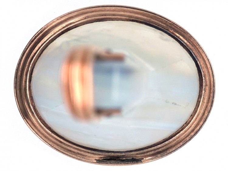 Georgian Gold & Grey Chalcedony Seal With Crest Intaglio