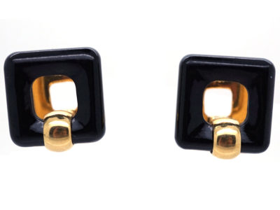 18ct Gold & Onyx Square Hinged Cufflinks