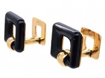 18ct Gold & Onyx Square Hinged Cufflinks