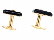 18ct Gold & Onyx Square Hinged Cufflinks