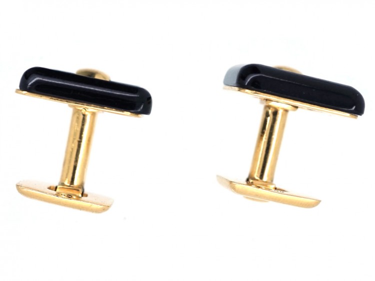 18ct Gold & Onyx Square Hinged Cufflinks