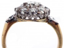 Victorian 18ct Gold & Diamond Cluster Ring with Diamond Shoulders