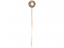 Victorian Diamond & Pearl Tie Pin