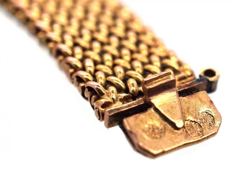 Edwardian Ruby & Diamond 18ct Gold Woven Bracelet