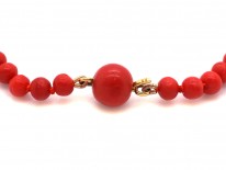 Victorian Natural Red Coral Bead Necklace