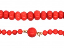 Victorian Natural Red Coral Bead Necklace