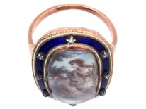 Georgian Gold & Enamel Miniature Ring of a Lady & Her Dog