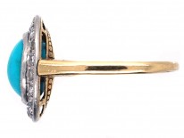 Turquoise & Diamond Oval Cluster Ring