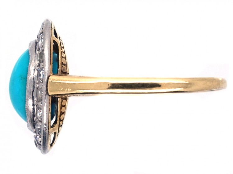 Turquoise & Diamond Oval Cluster Ring