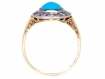 Turquoise & Diamond Oval Cluster Ring