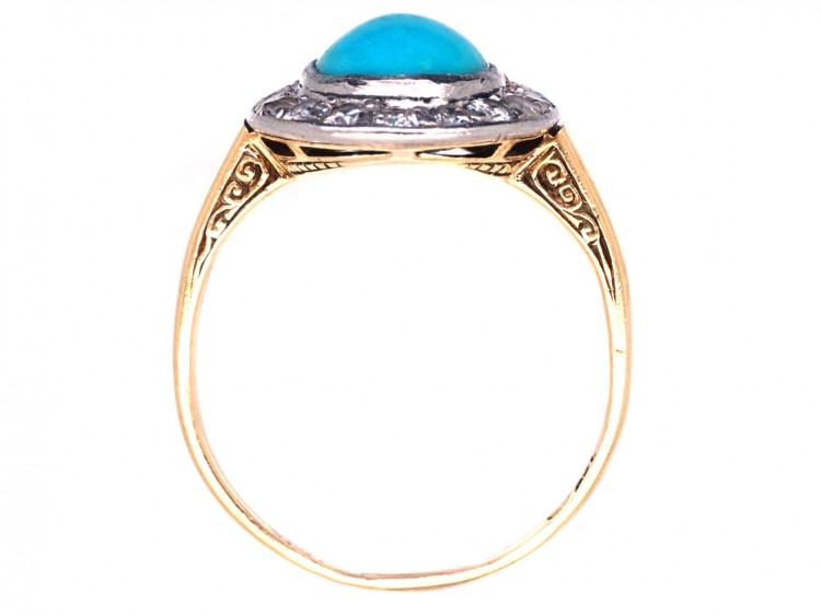 Turquoise & Diamond Oval Cluster Ring
