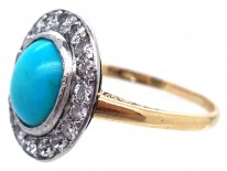 Turquoise & Diamond Oval Cluster Ring