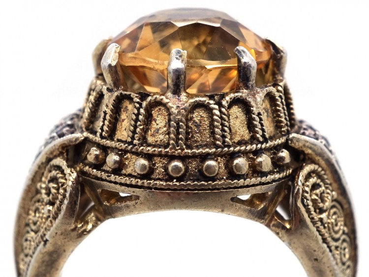 Theodor Fahrner Silver Gilt & Citrine Ring