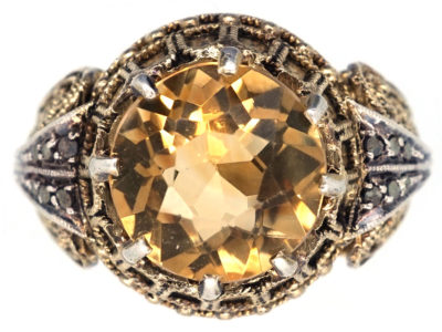 Theodor Fahrner Silver Gilt & Citrine Ring