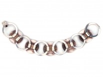 Art Deco Silver & Jade Round Links Bracelet