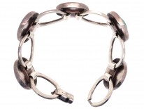 Art Deco Silver & Jade Round Links Bracelet