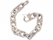 French Art Deco Silver Long Link Bracelet by Gaston Potiez