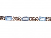 Art Deco Silver Gilt & Blue Paste Bracelet